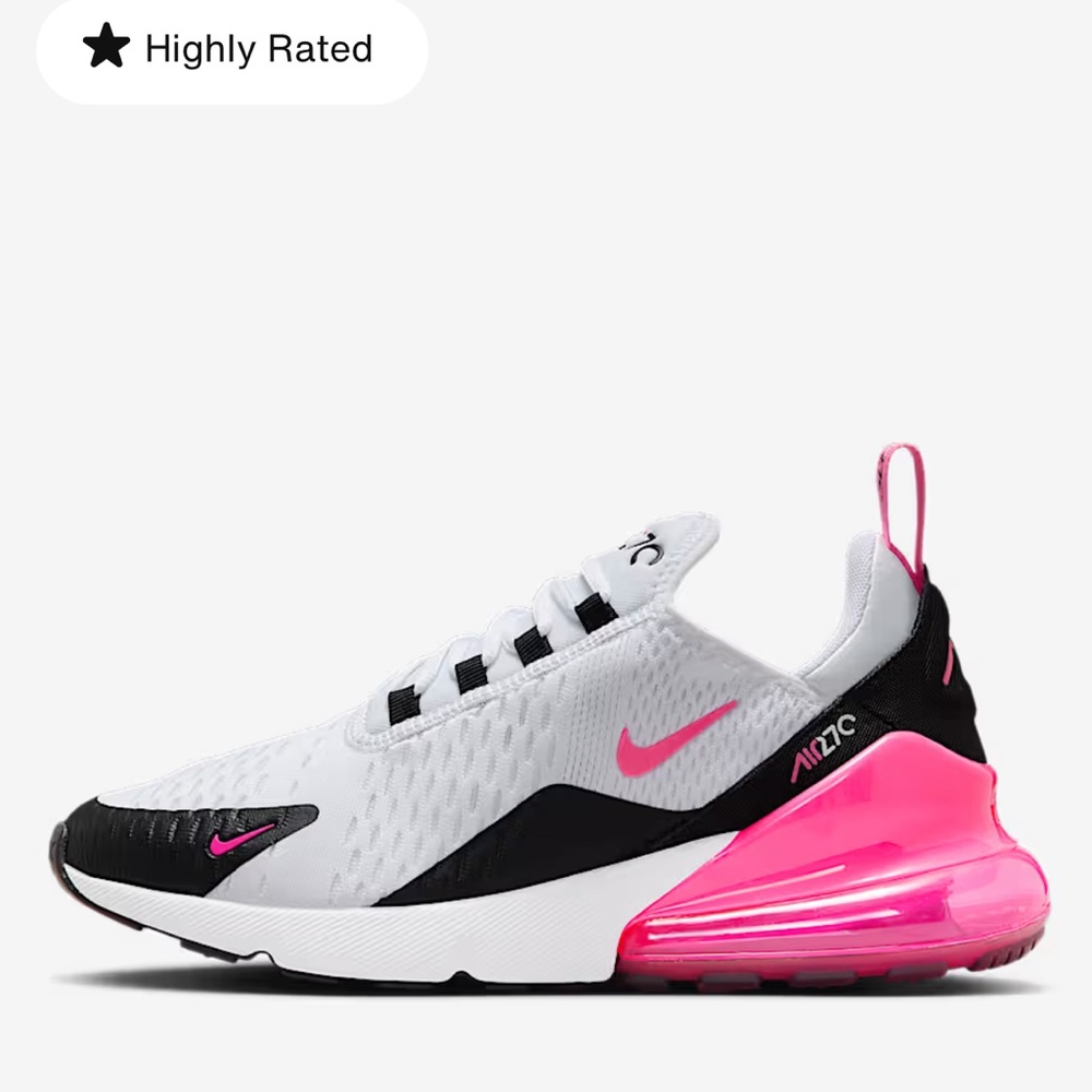 New Women’s Nike Air Max 270 White white hyper pink and black size 10.5